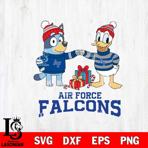 Air Force Falcons Bluey With Donald Duck Christmas File Cut, NCAA SVG DXF EPS PNG FILE, Digital Download,Instant Download, Silhouette