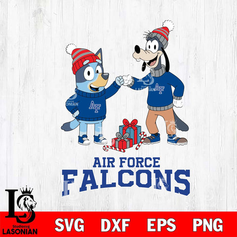 Air Force Falcons Bluey With Goofy Christmas File Cut, NCAA SVG DXF EPS PNG FILE, Digital Download,Instant Download, Silhouette