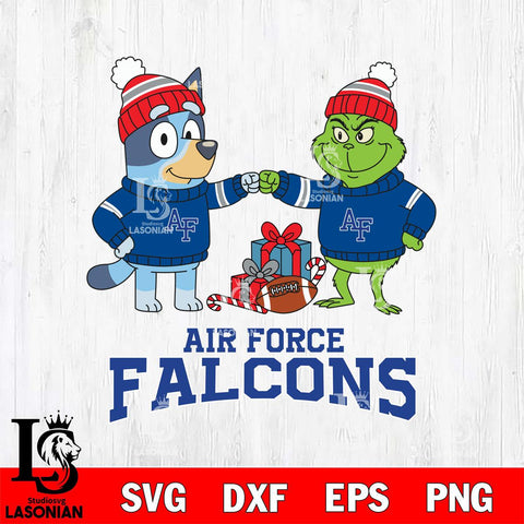 Air Force Falcons Bluey With Grinch Christmas File Cut, NCAA SVG DXF EPS PNG FILE, Digital Download,Instant Download, Silhouette