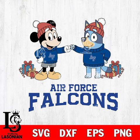 Air Force Falcons Bluey With Mickey Christmas File Cut, NCAA SVG DXF EPS PNG FILE, Digital Download,Instant Download, Silhouette