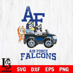 Air Force Falcons Bluey friends car Svg Eps Dxf Png File, NCAA svg, Digital Download, Instant Download