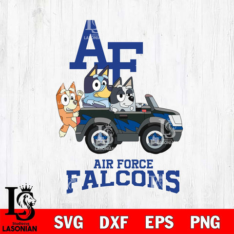 Air Force Falcons Bluey friends car Svg Eps Dxf Png File, NCAA svg, Digital Download, Instant Download