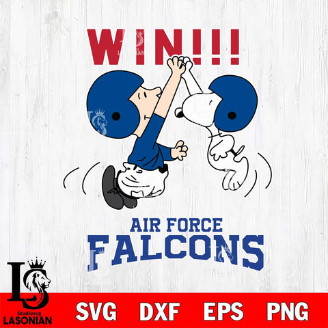 Air Force Falcons Charlie Brown and Snoopy Win Svg Eps Dxf Png File, NCAA svg , Digital Download , Instant Download, Cricut File