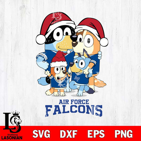 Air Force Falcons Christmas Bluey Family Sport Cut Files,Bluey Cricut,Christmas Svg , Bluey svg , Digital Download, dxf eps png pdf file