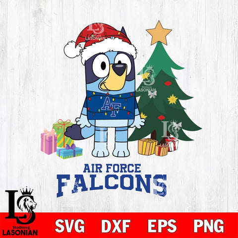 Air Force Falcons Christmas Bluey Tree Sport Cut Files,Bluey Cricut,Christmas Svg , Bluey svg , Digital Download, dxf eps png pdf file