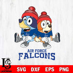 Air Force Falcons Christmas Bluey & Bingo Sit Cut Files,Bluey Cricut,Christmas Svg , Bluey svg , Digital Download, dxf eps png pdf file