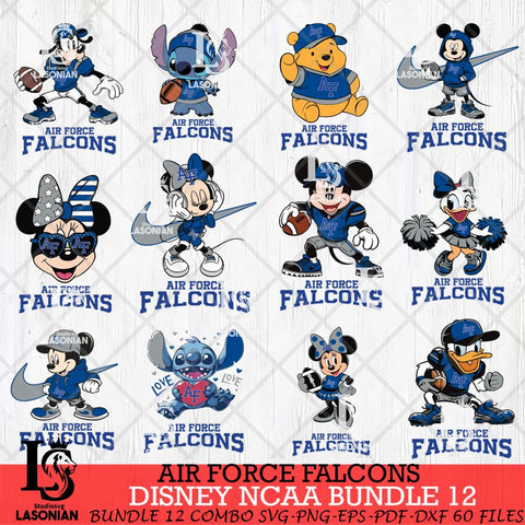 Air Force Falcons Disney NCAA Bundle Svg PNG 12 Svg Eps Dxf Png File, Digital Download