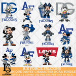 Air Force Falcons Disney character NCAA Bundle 12 Svg Eps Dxf Png File, Digital Download, Instant Download