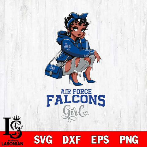 Air Force Falcons Fashion Black Fan Girl Betty Boop, Svg Eps Dxf Png File, Digital Download