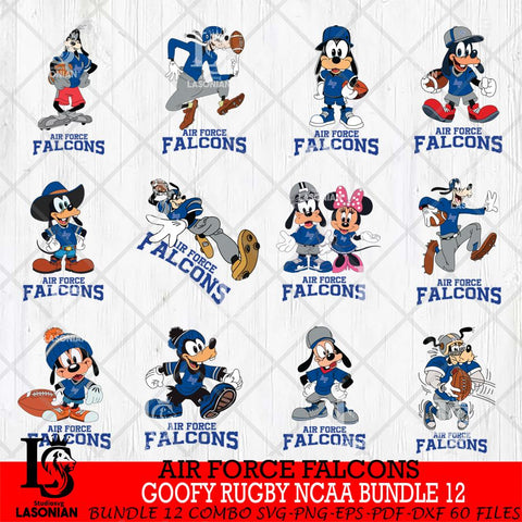 Air Force Falcons Goofy Rugby Disney NCAA Bundle 12 SVG DXF EPS PNG FILE,NCAA bundle svg ,Football Digital Download,Instant Download, Silhouette