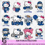 Air Force Falcons Hello Kitty Bundle 12 SVG Svg Eps Dxf Png File, Digital Download, Instant Download