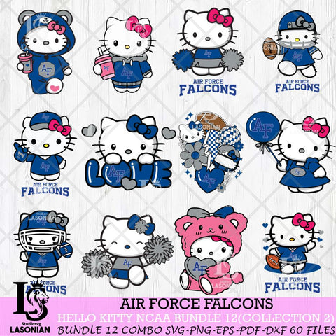 Air Force Falcons Hello Kitty Bundle 12 SVG Svg Eps Dxf Png File, Digital Download, Instant Download