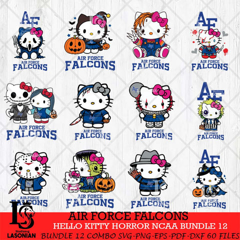 Air Force Falcons Hello Kitty Horror NCAA Bundle 12 SVG Svg Eps Dxf Png File, Digital Download