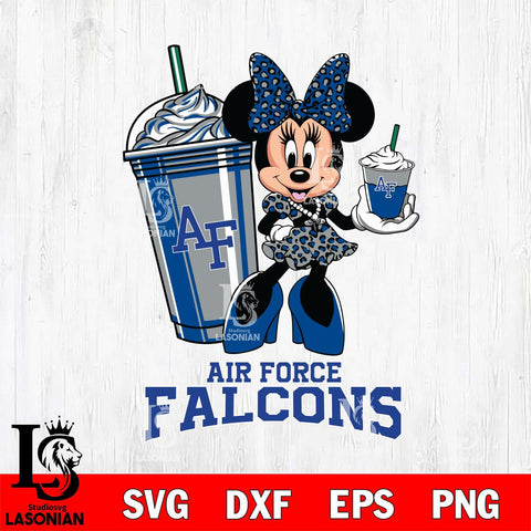 Air Force Falcons Minnie Mouse Fan And Coffee Svg Eps Dxf Png File, Digital Download, Instant Download