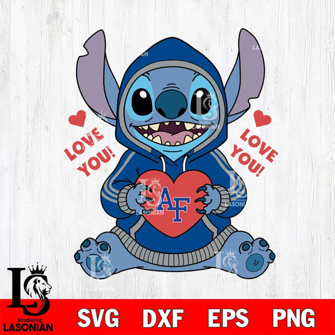 Air Force Falcons Stitch Love You File Cut, NCAA SVG DXF EPS PNG FILE, Digital Download , Criucut , Silhouette