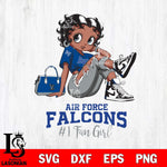 Air Force Falcons #1 Black Fan Girl Betty Boop, Svg Eps Dxf Png File, Digital Download