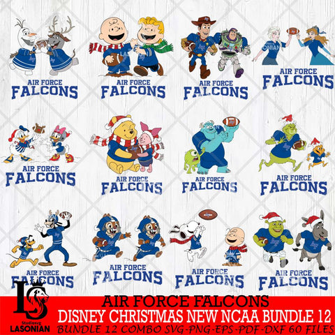 Air Force Falcons  Disney Christmas New NCAA Bundle 12 Cricut,Christmas SVG DXF EPS PNG FILE, BUNDLE NCAA Digital Download,Instant Download, Silhouette