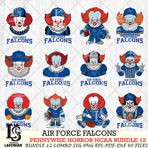 Air Force Falcons  Pennywise Horror NCAA Bundle 12 SVG Svg Eps Dxf Png File, Digital Download