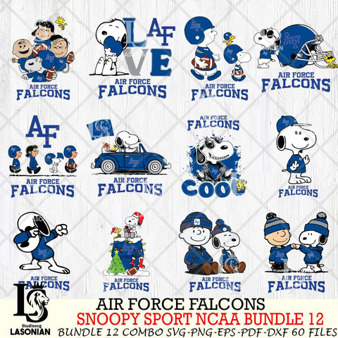 Air Force Falcons  Snoopy NCAA Bundle 12 SVG Svg Eps Dxf Png File, Digital Download