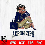 Akron Zips Awesome Black Fan Girl Betty Boop, Svg Eps Dxf Png File, Digital Download