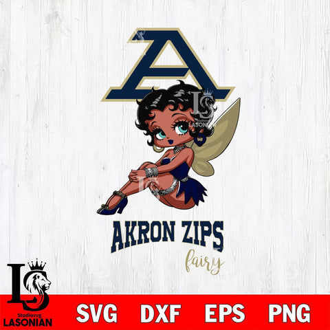 Akron Zips Beauty Black Fairy Betty Boop, Svg Eps Dxf Png File, Digital Download