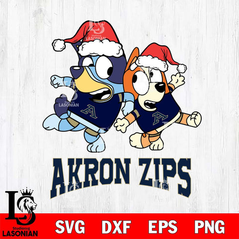 Akron Zips Bluey Christmas Holiday Svg Eps Dxf Png File, Digital Download