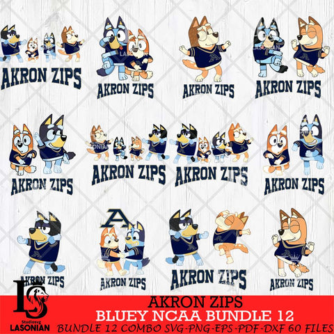 Akron Zips Bluey Dace Mode NCAA Bundle 12 SVG Eps Dxf Png File, Digital Download, Instant Download