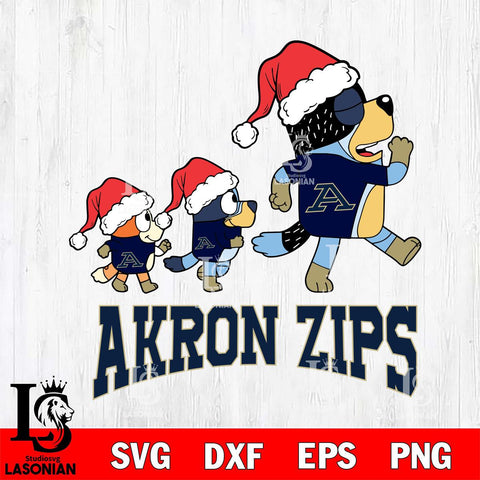Akron Zips Bluey Family Christmas Svg Eps Dxf Png File, Digital Download