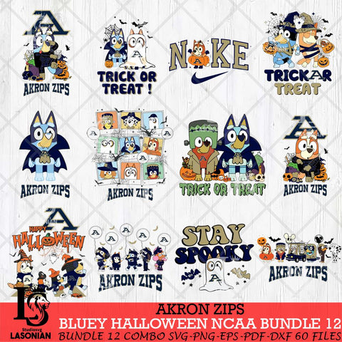 Akron Zips Bluey Halloween NCAA 12 SVG Eps Dxf Png File, Bundle NCAA svg, Digital Download, Instant Download