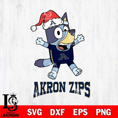 Akron Zips Bluey Happy Christmas Svg Eps Dxf Png File, Digital Download