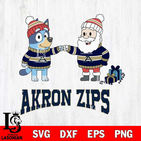 Akron Zips Bluey With Satan Christmas File Cut, NCAA SVG DXF EPS PNG FILE, Digital Download,Instant Download, Silhouette