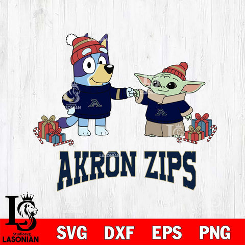 Akron Zips Bluey With Yoda Christmas File Cut, NCAA SVG DXF EPS PNG FILE, Digital Download,Instant Download, Silhouette
