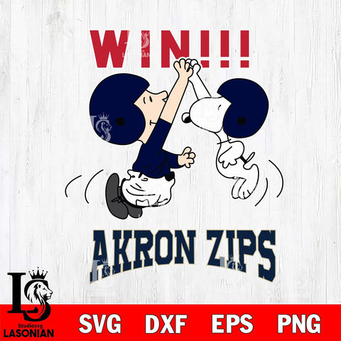 Akron Zips Charlie Brown and Snoopy Win Svg Eps Dxf Png File, NCAA svg , Digital Download , Instant Download, Cricut File