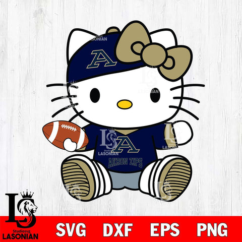Akron Zips Cute Hello Kitty Football 11 Svg Eps Dxf Png File, NCAA svg, Digital Download, Instant Download