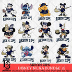 Akron Zips Disney NCAA Bundle Svg PNG 12 Svg Eps Dxf Png File, Digital Download