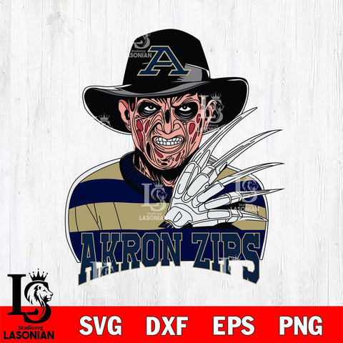 Akron Zips Freddy Krueger Horror Halloween Svg Eps Dxf Png File, NCAA svg, Digital Download, Instant Download