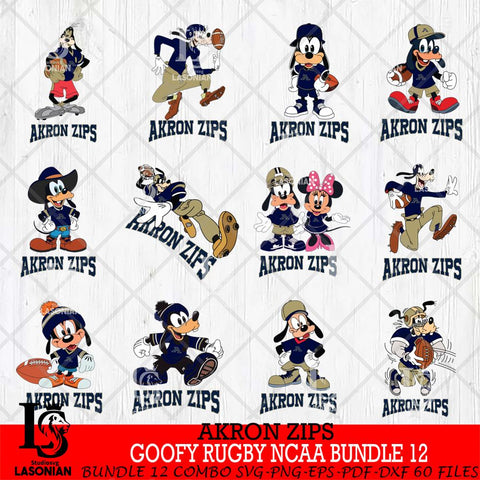 Akron Zips Goofy Rugby Disney NCAA Bundle 12 SVG DXF EPS PNG FILE,NCAA bundle svg ,Football Digital Download,Instant Download, Silhouette