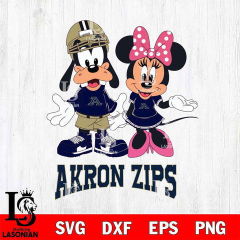 Akron Zips Goofy and Minnie mouse Football SVG DXF EPS PNG FILE,NCAA svg ,Football Digital Download,Instant Download, Silhouette