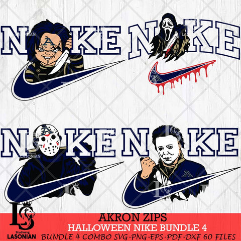 Akron Zips Halloween Nike NCAA Bundle 4 Svg Eps Dxf Png File, Digital Download, Instant Download
