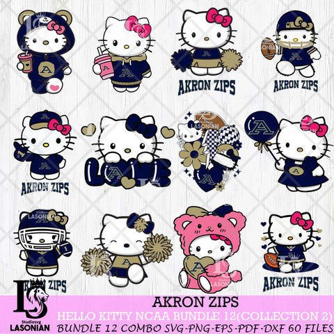 Akron Zips Hello Kitty Bundle 12 SVG Svg Eps Dxf Png File, Digital Download, Instant Download
