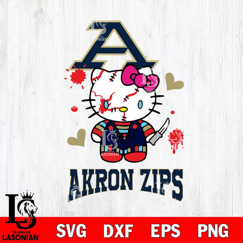 Akron Zips Hello Kitty Horror 2 Svg Eps Dxf Png File, Digital Download