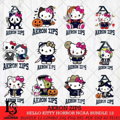 Akron Zips Hello Kitty Horror NCAA Bundle 12 SVG Svg Eps Dxf Png File, Digital Download