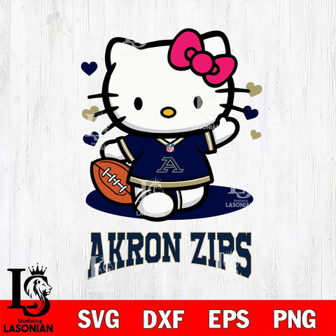 Akron Zips Hello Kitty NCAA 3 Svg Eps Dxf Png File, Digital Download, Instant Download