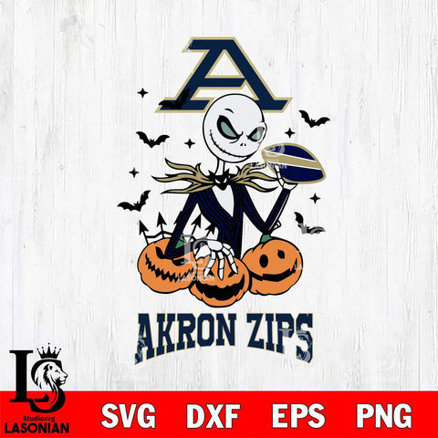 Akron Zips Jack Skellington 2 halloween Svg Eps Dxf Png File, NCAA svg, Digital Download, Instant Download
