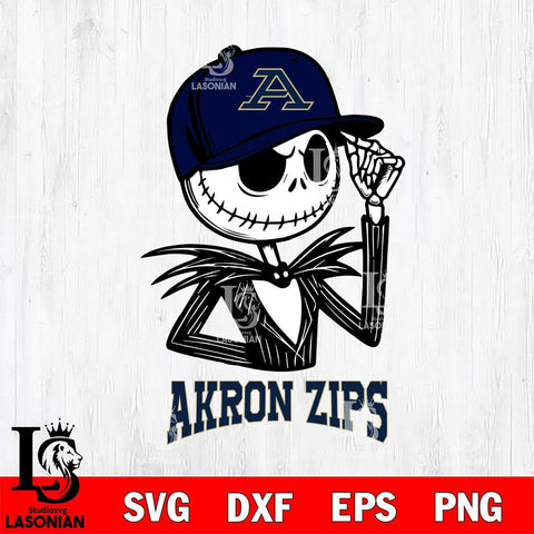 Akron Zips Jack Skellington 3 Halloween Svg Eps Dxf Png File, NCAA svg, Digital Download, Instant Download