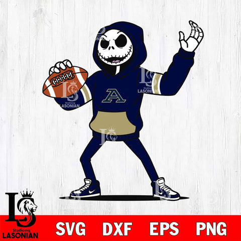 Akron Zips Jack Skellington Football Christmas File Cut, NCAA SVG DXF EPS PNG FILE, Digital Download , Criucut , Silhouette