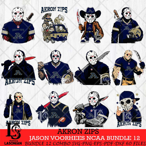 Akron Zips Jason Voorhees Horror Bundle 12 SVG Eps Dxf Png File, bundle NCAA svg, Digital Download, Instant Download