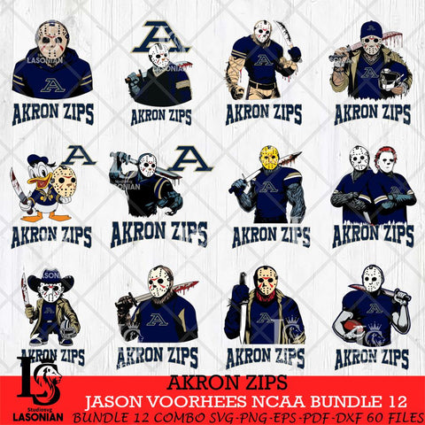 Akron Zips Jason Voorhees NCAA Bundle 12 SVG Svg Eps Dxf Png File, Digital Download