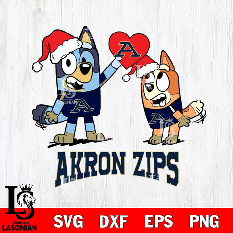 Akron Zips Love Bluey Christmas Svg Eps Dxf Png File, Digital Download