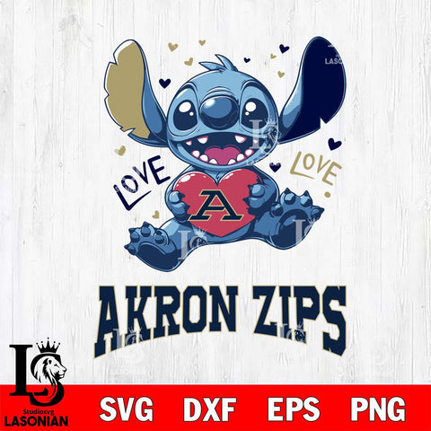 Akron Zips Love Stitch, Svg Eps Dxf Png File, Digital Download